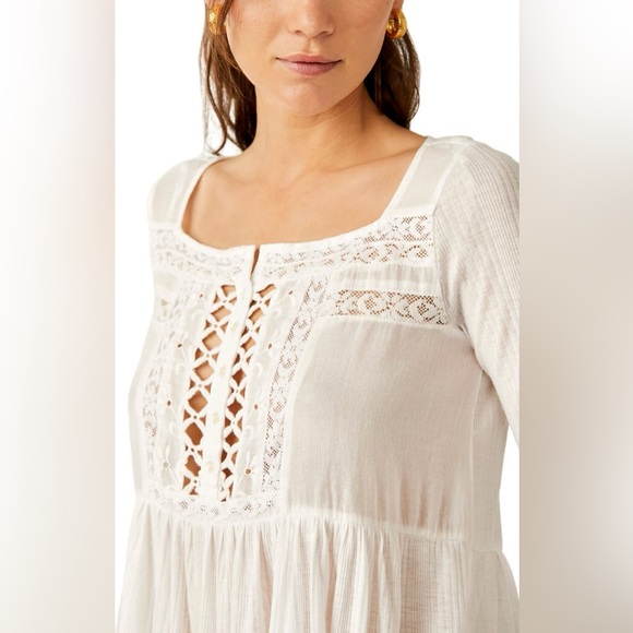 NEW Free People Butterfly Fields Tunic Cream White Sheer Lace XS - Picture 4 of 11